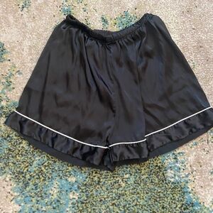 Black Satin Shorts with White Trim